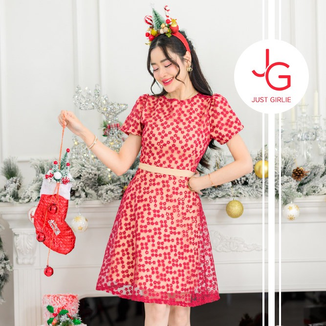 Dress Jayleen เดรสลายปักฉลุ ดีไซส์สวย น่ารัก ไว่ใส่เที่ยว ใส่ออกงาน เดรสสวย ราคาถูก มีไซส์ S M L XL