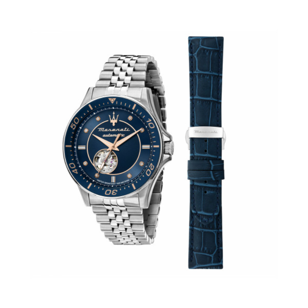 Maserati R8823140013 Sfida Automatic SET Men Watch 44 mm. นาฬิกา นาฬิกาข้อมือ นาฬิกาข้อมือผู้ชาย