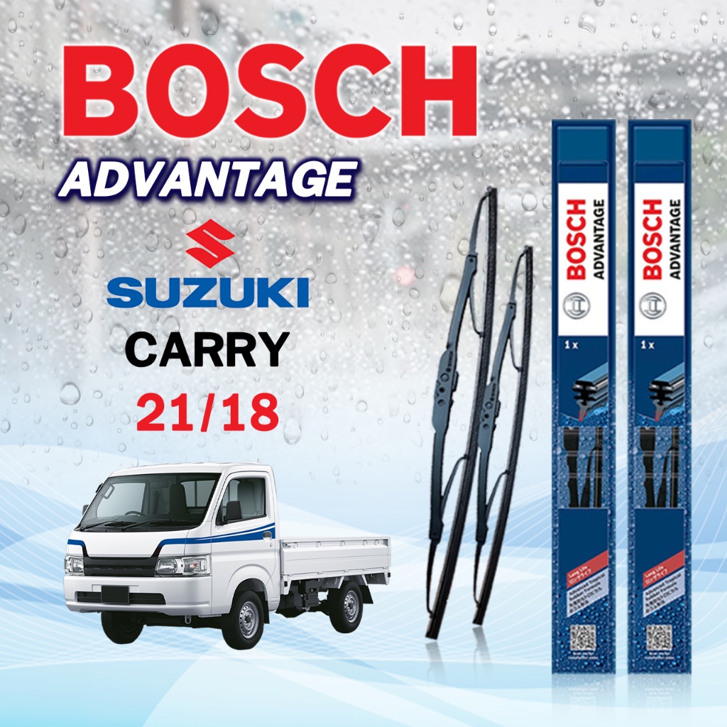 BOSCH ใบปัดน้ำฝนก้านเหล็ก (แพ็คคู่ 2 ชิ้น) ขนาด 21/18 SUZUKI CARRY ซูซูกิ แครี่ รุ่น ADVANTAGE
