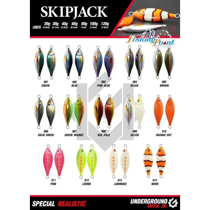 เหยื่อจิ๊ก LF Underground รุ่น SKIPJACK 40g/60g