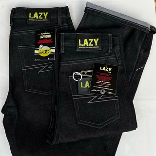 LAZYผ้าดิบ16Ozและ14Ozดีเทลใหม่ล่าสุดกางเกงยีนส์กระบอกใหญ่ แถมป้าย แถมตะขอ