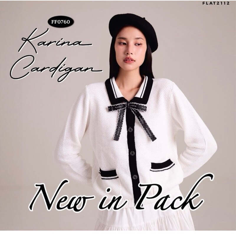 (ใช้โค้ดลด30%)FLAT2112 FF0760 : KARINA CARDIGAN เสื้อคาดิแกน แขนยาว แต่งโบว์ ของใหม่ New in Pack ค่ะ