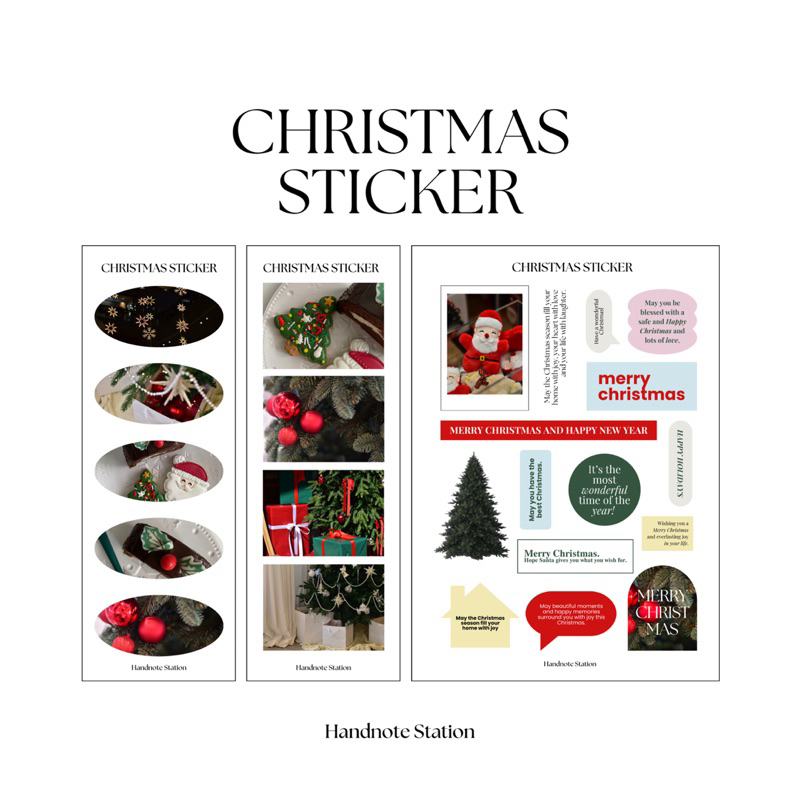 Christmas sticker คริสต์มาสสติกเกอร์ สติกเกอร์คริสต์มาสตกแต่ง คริสต์มาสขนาด A7 A6 สติกเกอร์กันน้ำ Handnote Station