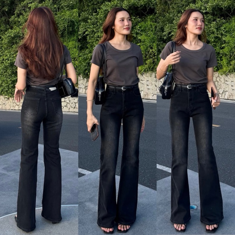 "Milin Jeans" ขาม้าดำแต่งเฟด ผ้าพรีเมี่ยม