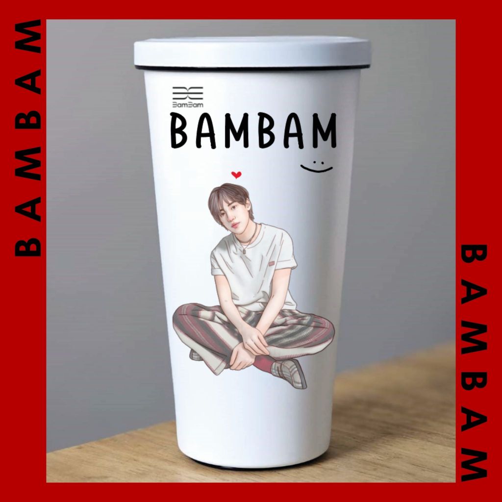 BB1. แก้วสกรีนรูปวาด BAM BAM : BamBam : GOT7 : BAMBAMGOT7 : แบมแบม : แบมแบมGOT7