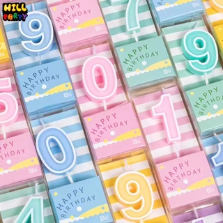 เทียนวันเกิดตัวเลขสีพลาสเทล 0-9 เทียนตกแต่งเค้กวันเกิด