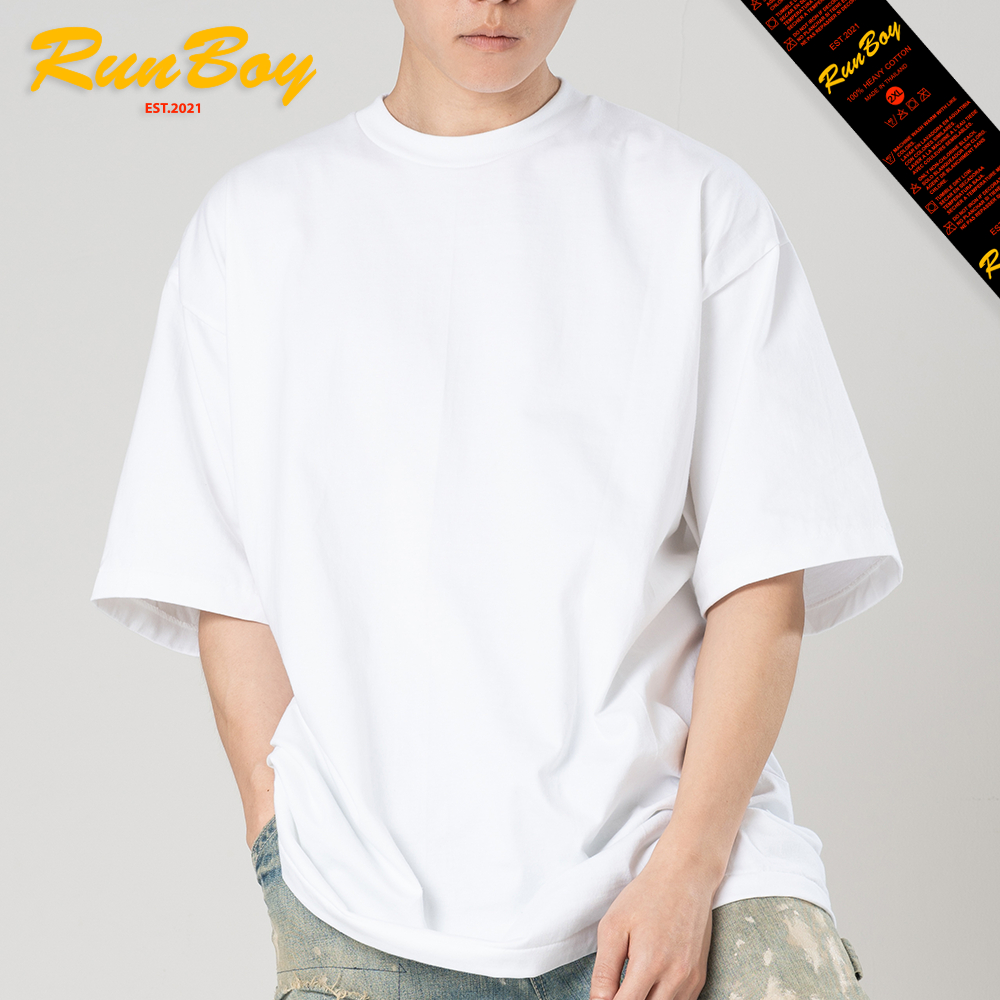 เสื้อยืด RUNBOY ป้ายแดง คอฟิต สีขาว