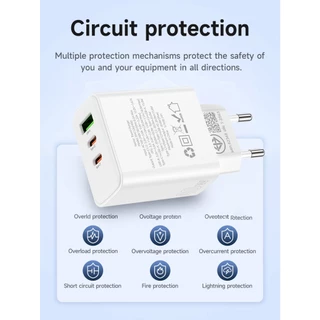Hoco DHC126 Charger หัวชาร์จเร็ว 40W (3ช่องชาร์จ) ขากลม มอก.ไทย สำหรับ iPhone 16/15/14/13 PRO MAX PD S23 Samsung