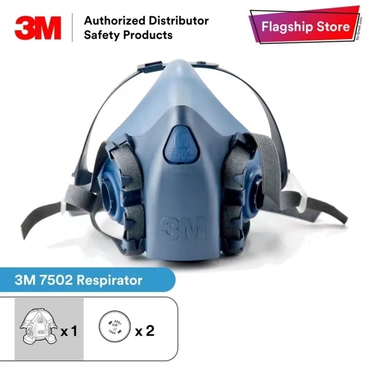 หน้ากาก 3M 7502+2091 พร้อมแผ่นกรอง รุ่น 2097 ป้องกันฝุ่น สารเคมี เหมาะกับ งานเจียร์ เชื่อม ตัด ราคา ถูกที่สุด ดีลบีเคเค แกลเลอรีภาพที่ 2