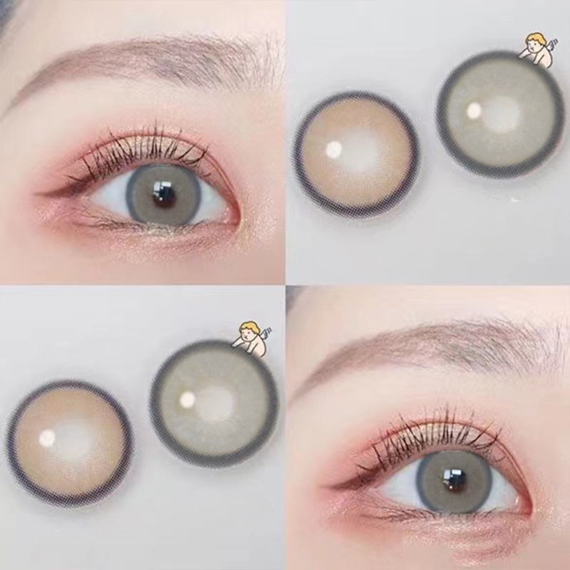 (COD) LENSFINEคอนแทคเลนส์สีใหม่ พร้อมกล่องใส่เลนส์ 1คู่ เส้นผ่านศูนย์กลางเล็ก14.0mm สีเทา สีน้ำตาล