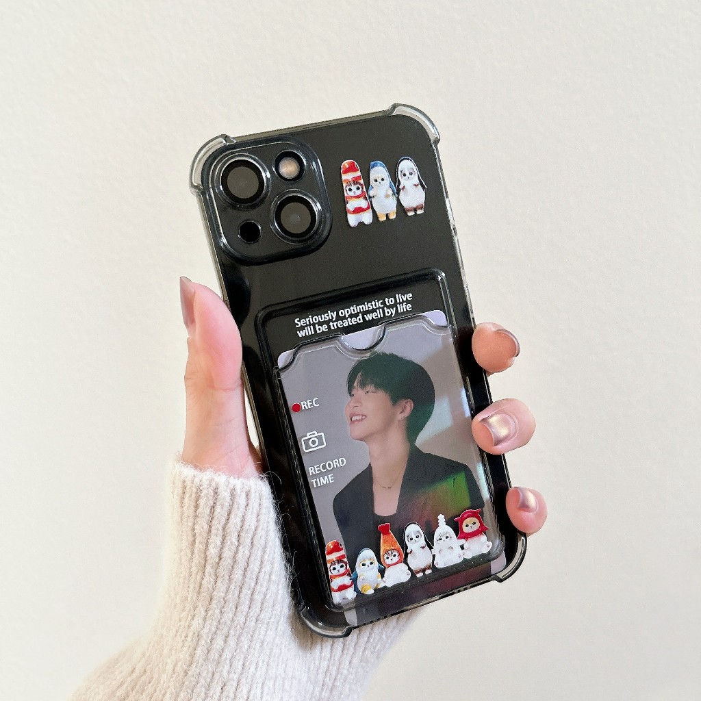 🔥มาใหม่ เคสใสลาย labubu มีช่องใส่บัตร สำหรับไอโฟน11 12 13 14 15 Pro max OPPO A15 A54 A53 VIVO Y12 Y2