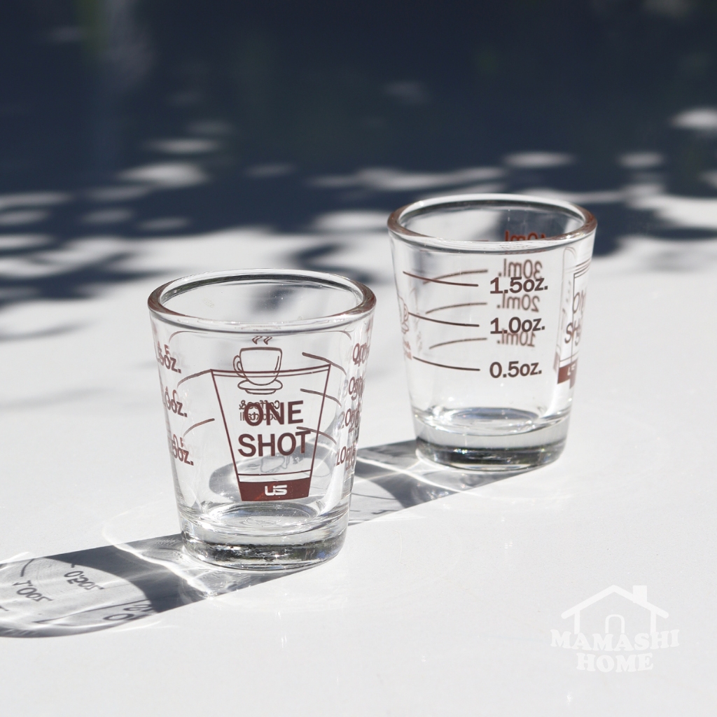 แก้วตวง 1 SHOT 2 SHOT ขนาด 2 ออน 60 มล. พิมพ์สเกล แก้วซอตกาแฟ