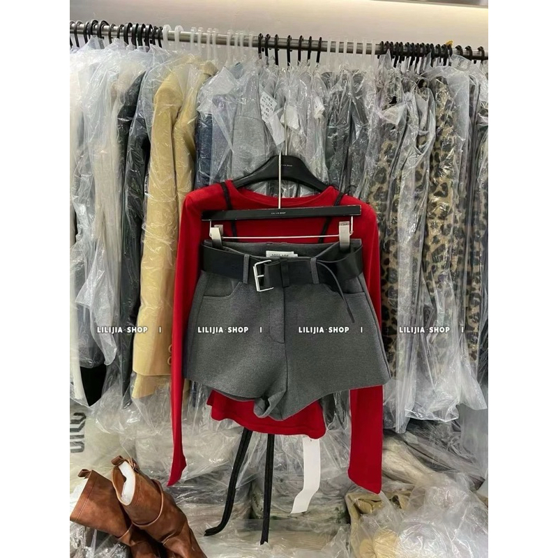 𝙉𝙀𝙒 𝘾𝙊𝙇𝙇𝙀𝘾𝙏𝙄𝙊𝙉 𝟮𝟬𝟮𝟰 กางเกงขาสั้นผ้า wool มาพร้อมกับเข็มขัดเส้นใหญ่ คือผ้าดี คือเกาหลี งานนำเข้า คือเทรนด์มาก