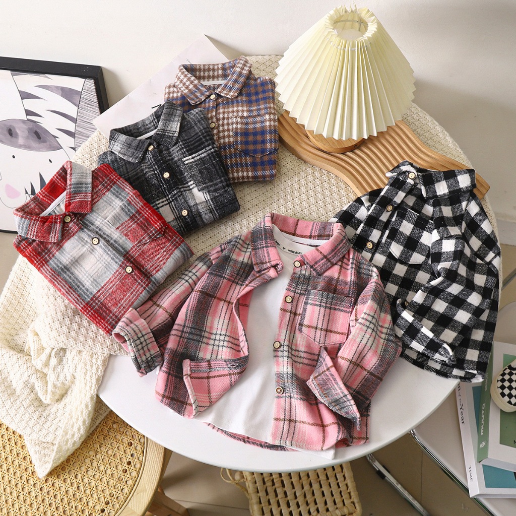 พร้อมส่งสินค้าจากไทย เสื้อเชิ้ตลายสก๊อต สำหรับเด็ก  ดีไซน์หล่อ