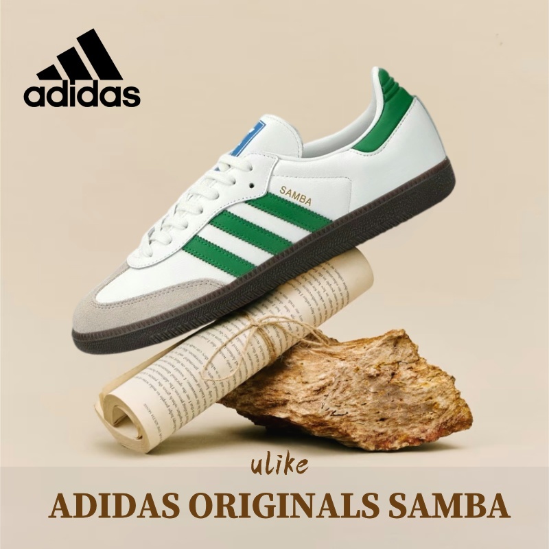 การันตีของแท้ 100% adidas originals SAMBA OG white and green IG1024 รองเท้ากีฬาชายและหญิง