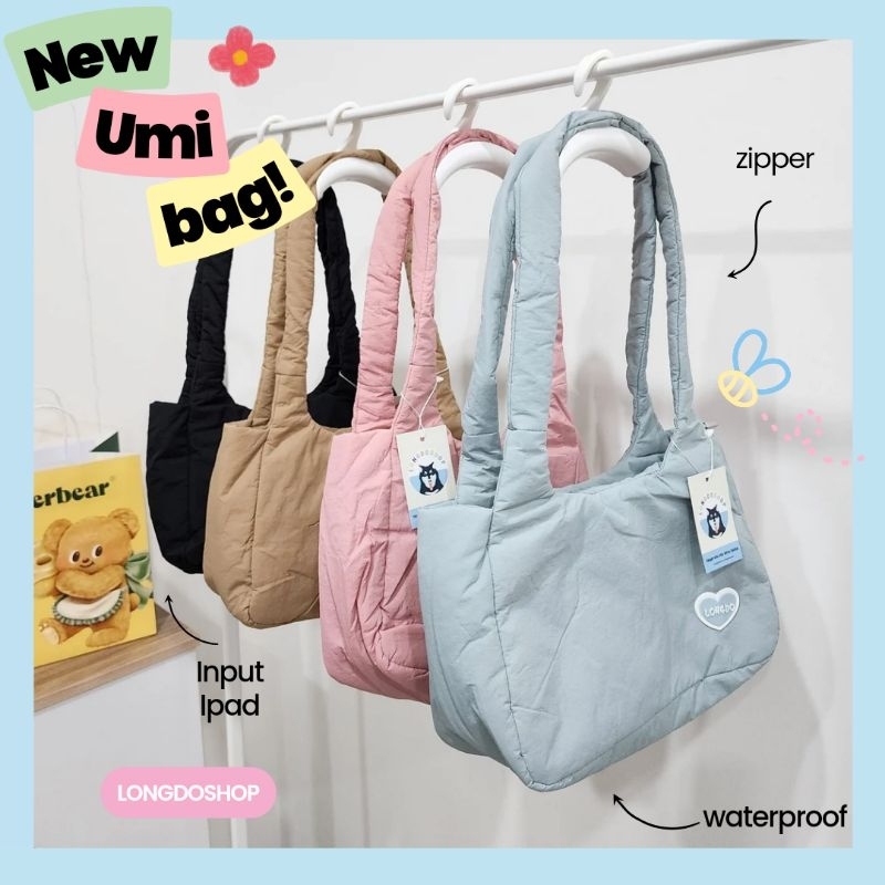 พร้อมส่ง Umi bag กระเป๋าสะพายงานตัดของร้านมีซิปปิด สะพายสบายไหล่
