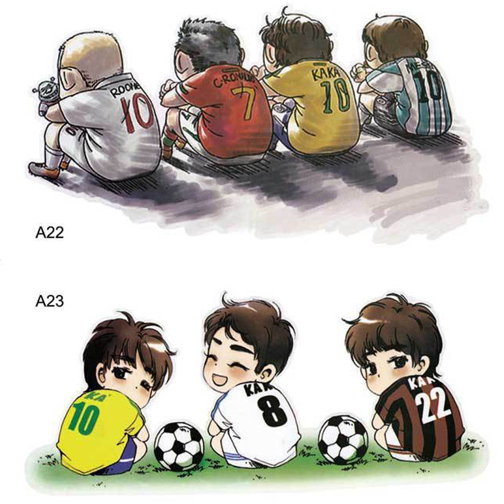 14 x 26 cm. สติ๊กเกอร์ติดรถยนต์ ฟุตบอล การ์ตูน สติ๊กเกอร์ติดรถ โรนัลโด้ เมสซี่ สติ๊กเกอร์ติดรถน่ารัก Car Sticker