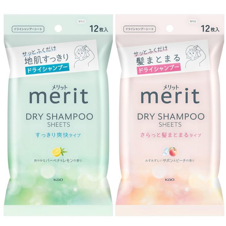 Merit Dry Shampoo Sheet, Dry Hair Clumping Type, 12 sheets