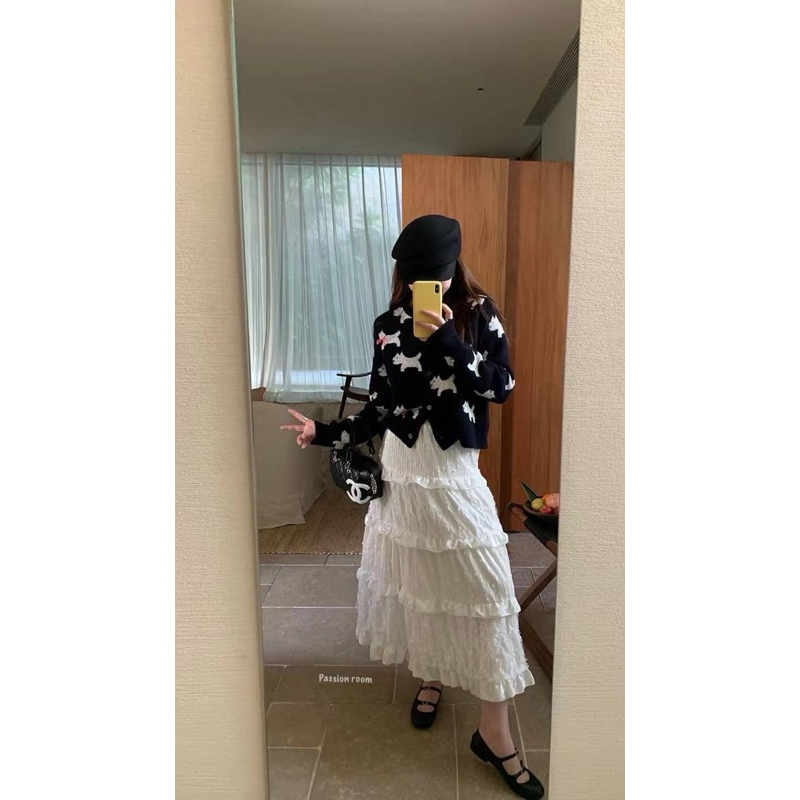 Korean style ruffled skirt กระโปรงเอวยางยืดใส่สบายๆชิวๆผ้ากำมะหยี่เนื้อนุ่มดีเทลแต่งระบายชั้นๆน่ารักสุดๆ