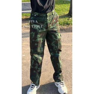 กางเกงคาร์โก้ทหารลายดิจิตอล ขากระบอกกลาง(Size 28-38 นิ้ว) เนื้อผ้ากำมะดิน TIVA BOUTIQUE
