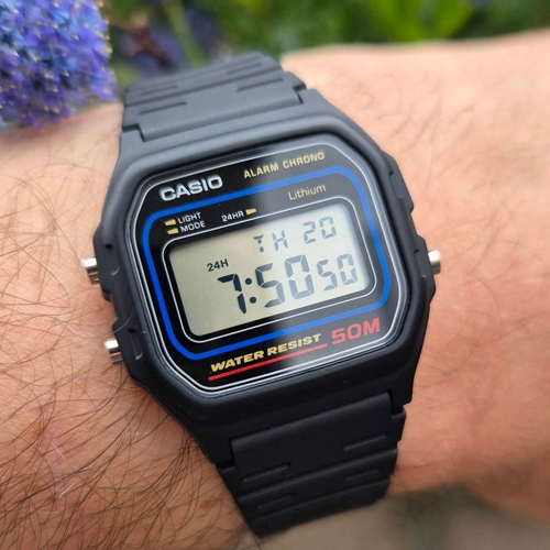 CASIO นาฬิกาข้อมือ สายเรซิ่น สีดำ รุ่น W-59,W-59-1V,W-59-1VQD
