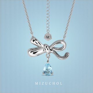 Mizuchol- สร้อยเงินแท้ชุบทองคำขาว ประดับพลอย Blue Topaz - Bl…