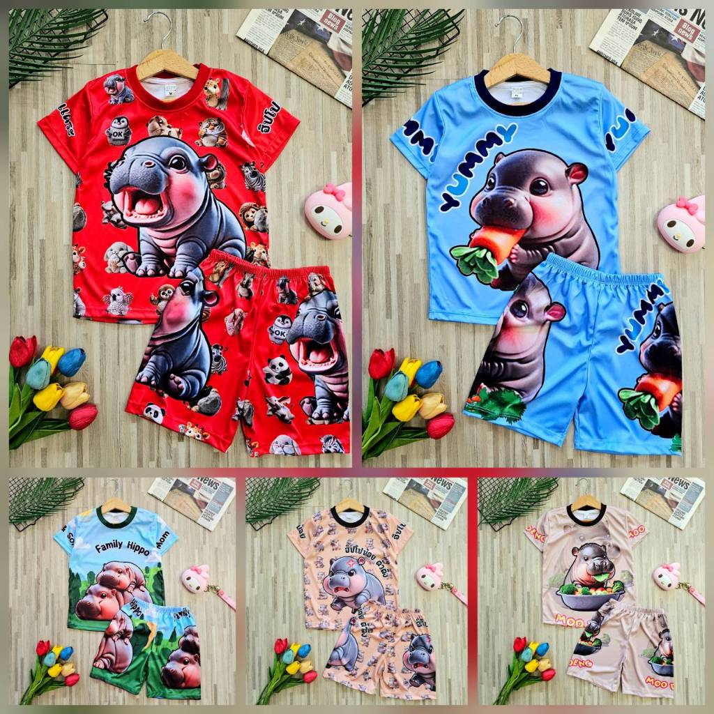 เสื้อผ้าเด็ก แขนสั้น กางเกงขาสั้น ผ้าลื่นไมโคร