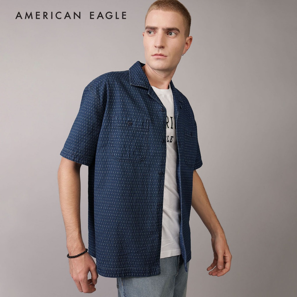 American Eagle Oversized Camp Collar Shirt เสื้อเชิ้ต ผู้ชาย (NMSH 015-6331-404)
