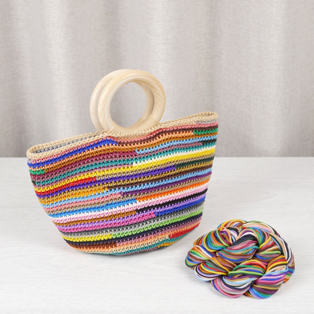 เศษเชือกฟอก เชือกคละสี 100 กรัม สำหรับถักกระเป๋า - รูปที่ 6