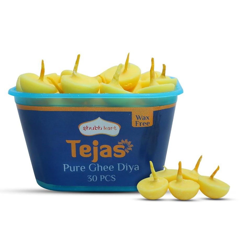 เนยใสกี/ Shubhkart Tejas Ghee Diya with Batti Pack of 30 Diyas/ Ghee Wicks| Wax Free / อินเดียแท้ พร