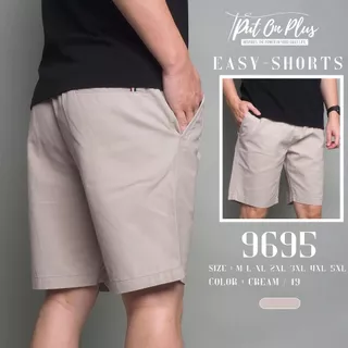 GOODWIN - 9695 EASY SHORTS กางเกงขาสั้น ผู้ชายเอวยืด ผ้าคอตต้อน สีพื้น