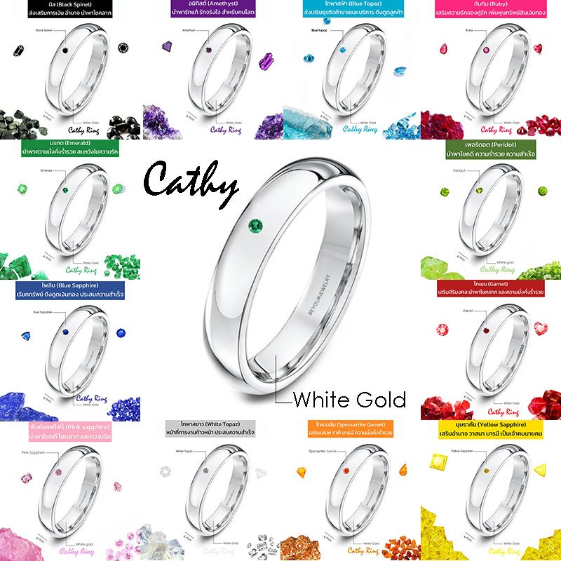 🔥SALE รวมแหวนพลอย Cathy ring แหวนพลอยมินิมอล 4 มิล ขอบมน