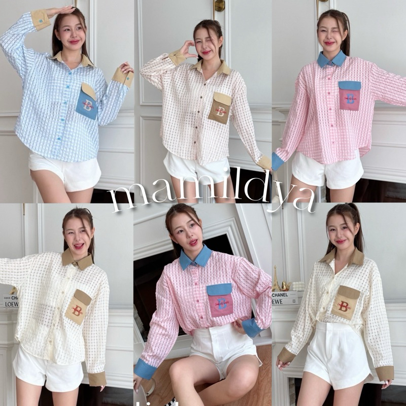 Mamildya.shop เสื้อเชิ้ตโอเวอร์ไซส์แขนยาว ตัวยาว/ K2-6/COOK-เชิ้ตยาว