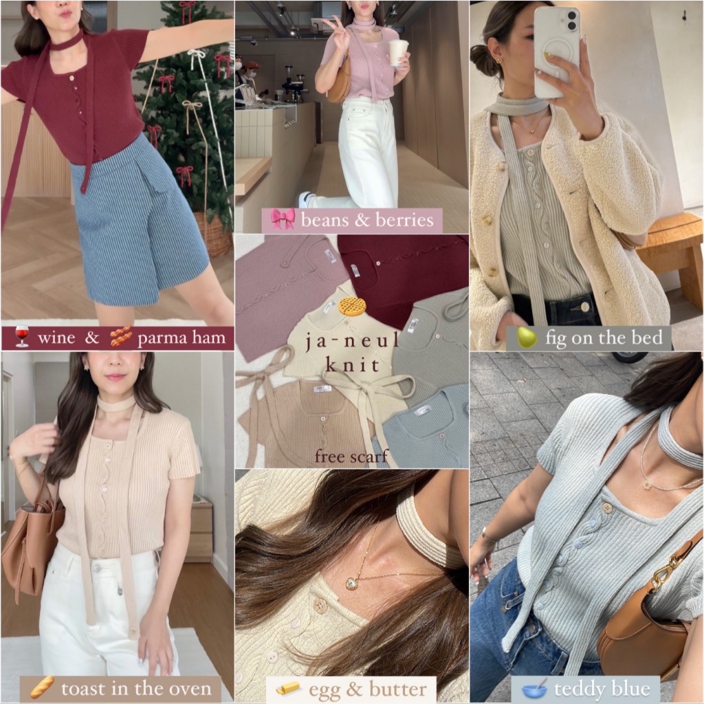 janunstudio • JA-NEUL KNIT 6 สี (เสื้อไหมพรมจานึน) แถมผ้าพันคอ - กระดุมจริง ผ้านุ่มมาก ยืดหยุ่นดี ไม่ร้อน ไม่ต้องรีด