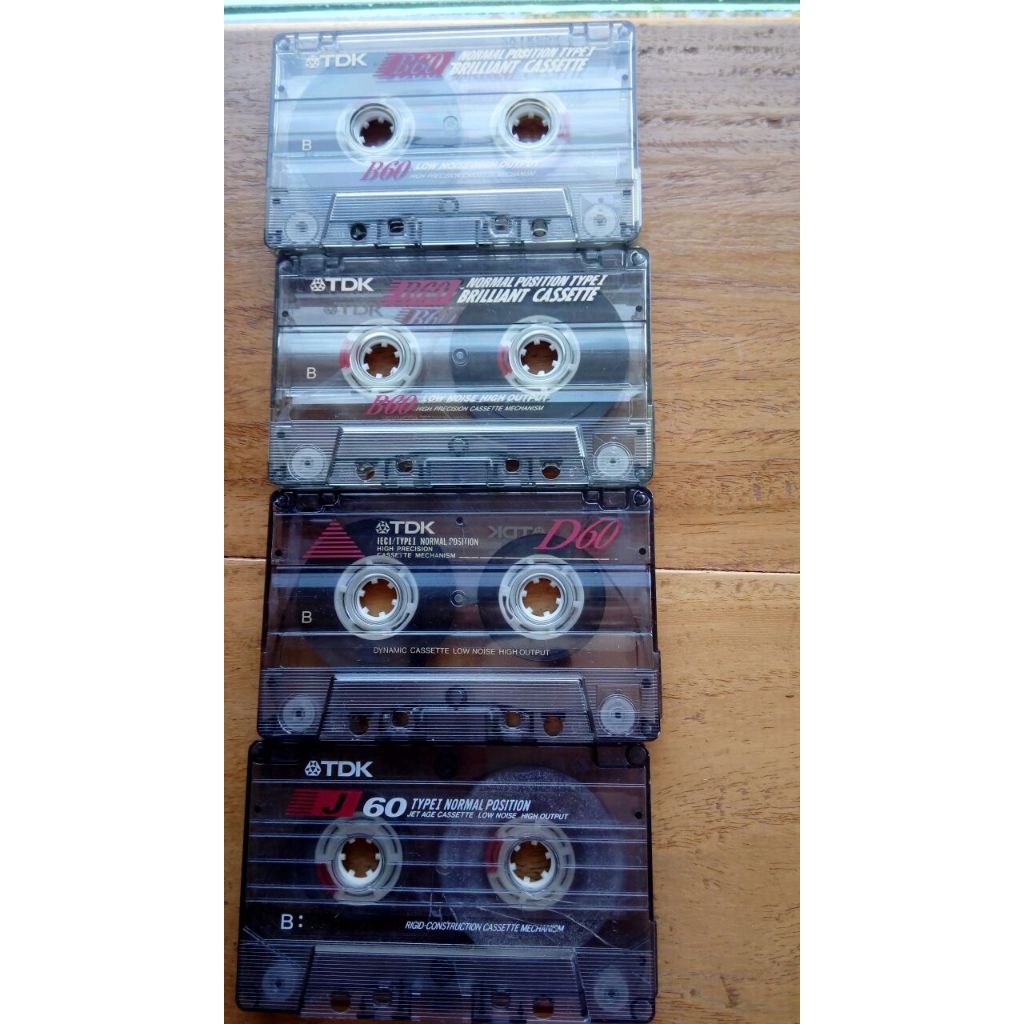 x4 มือสอง เทปเปล่า ทีดีเค TDK D60 J60 B60 มีเพลงด้านใน บันทึกซ้ำได้ Dynamic Cassette Low Noise Hight