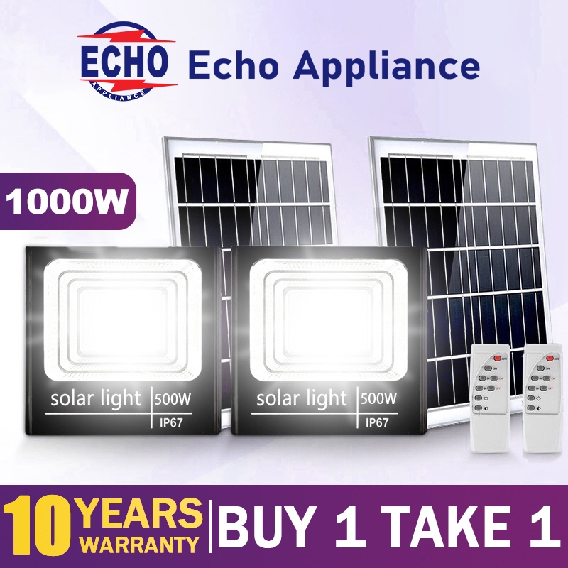 ไฟโซล่าเซลล์ ซื้อ 1 แถม 1 35000W ไฟถนน โซล่าเซลล์ 1000w solar cell กันน้ำ กันฟ้าผ่า แสงสีขาว พร้อมรีโมท สายไฟ 15ม