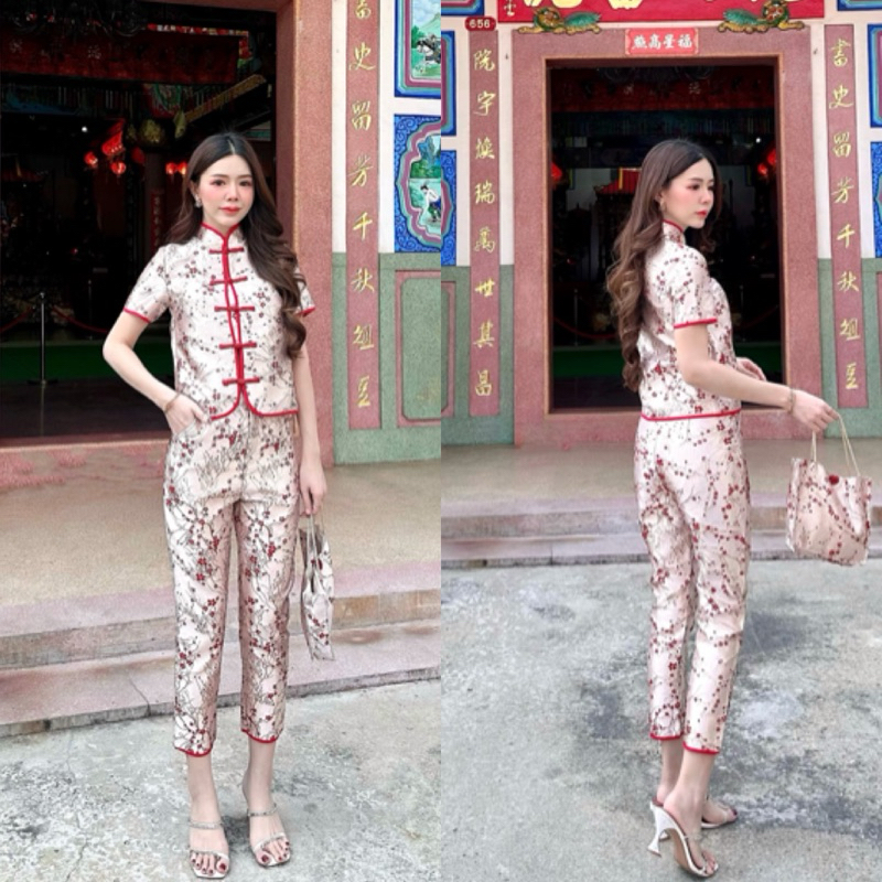 NB003 เซ็ทเสื้อคอจีนและกางเกง เซ๊ทกี่เพ้า