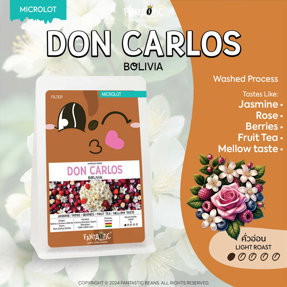 เมล็ดกาแฟ Bolivia Don Carlos Microlot 100g คั่วอ่อน FANTASTIC Beans Coffee