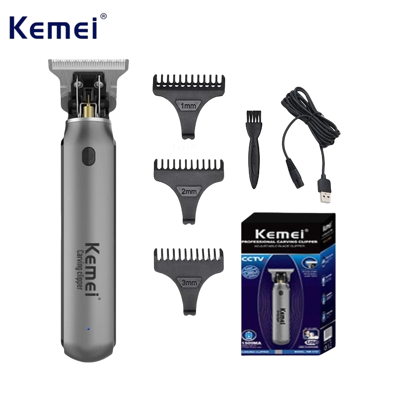 Kemei KM-1757 ปัตตาเลี่ยนตัดผมไฟฟ้าไร้สาย ชาร์จ USB แบบมืออาชีพ สําหรับตัดผม