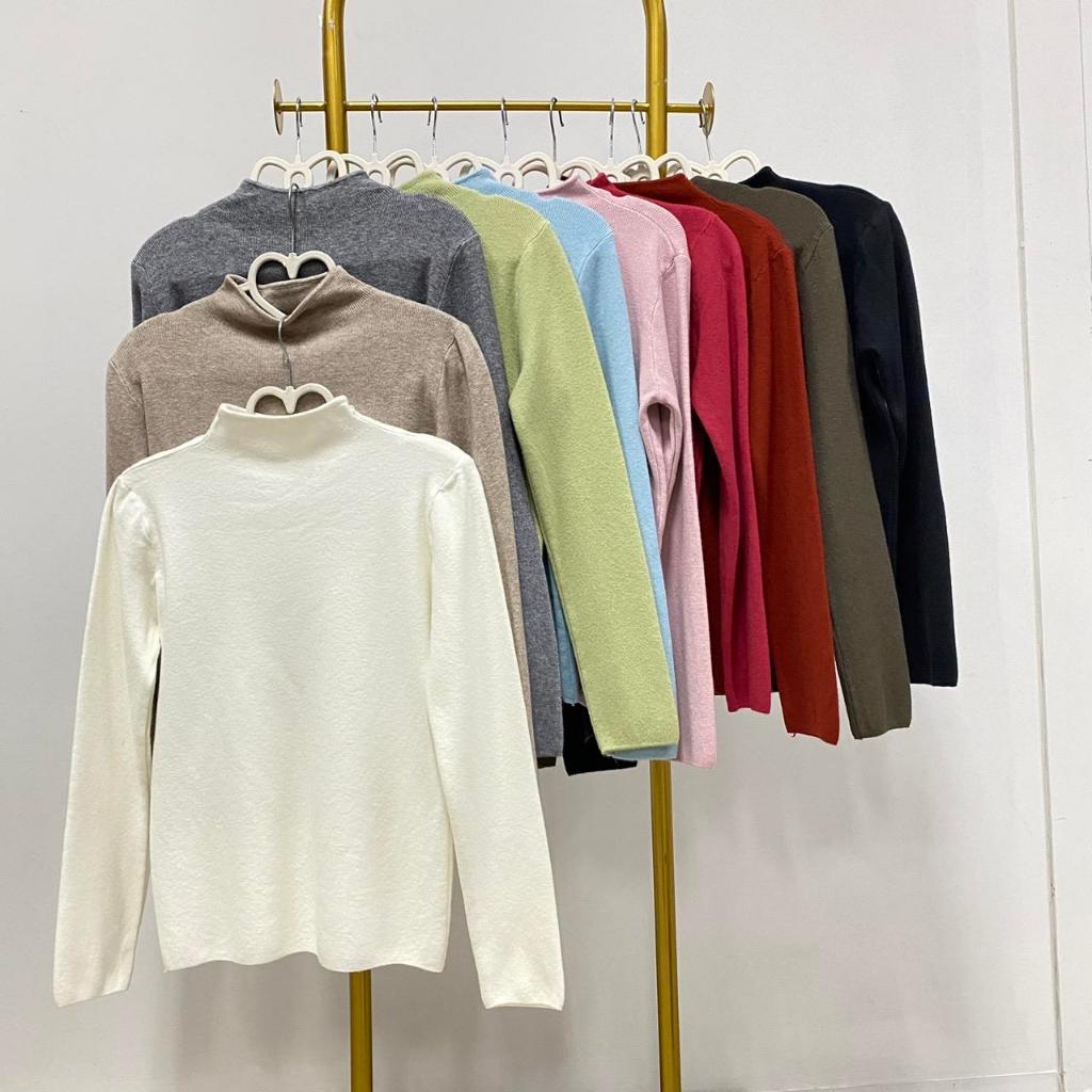 PP8525 เสื้อไหมพรมแขนยาวคอปีน Clothing Women