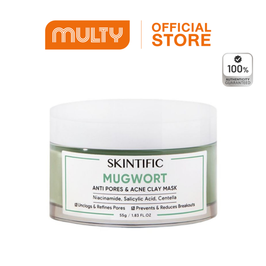 SKINTIFIC Mugwort Anti Pores&Acne Clay Mask 55g. มาสก์โคลน มักเวิร์ด สำหรับผิวเป็นสิว