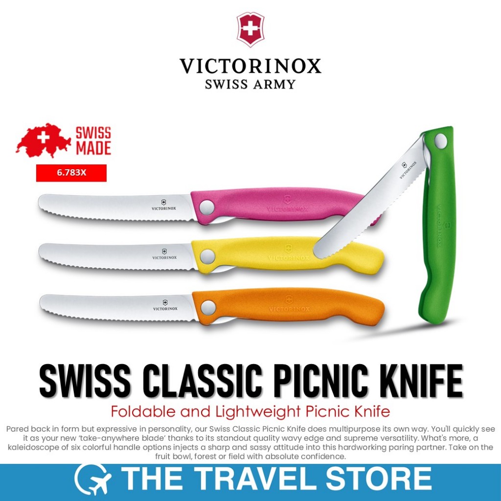 VICTORINOX Swiss Classic Foldable Picnic Knife Wavy Edge (6.783X) มีดทำครัวแบบพับ ใบหมีดหยักคม