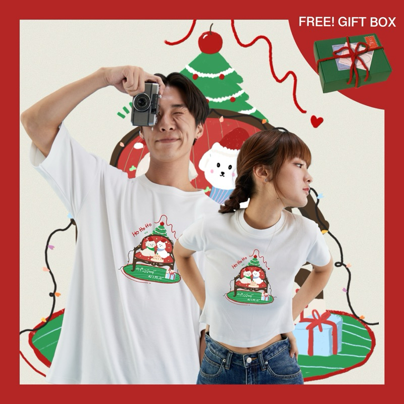 เสื้อยืด เสื้อคู่ พร้อมส่งลาย คริสมาก Christmak ผ้านิ่มไม่ย้วย เสื้อครอป เสื้อโอเวอร์ไซส์ ของขวัญปีใหม่ คริสต์มาส