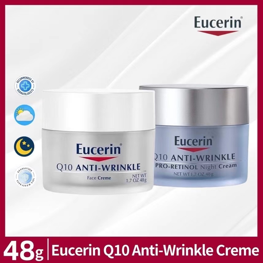 Eucerin Q10 Anti-Wrinkle Face Creme / Pro-Retinol Night Cream 48g ครีมลดริ้วรอย ยกกระชับ เพิ่มความชุ่มชื่น ยูเซอริน ครีม