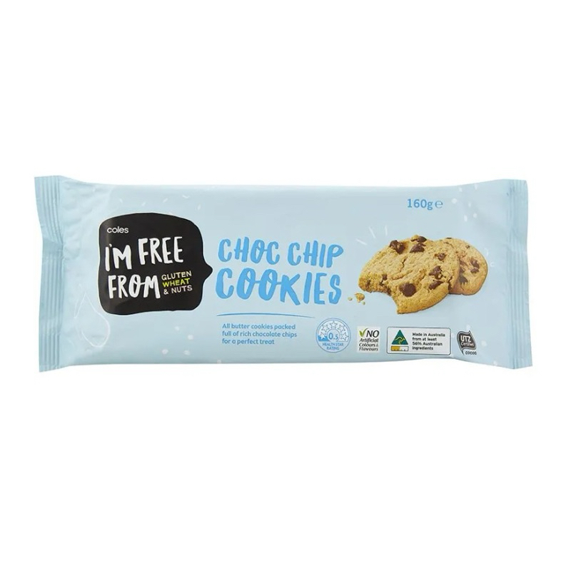 [รอ1วัน] Coles I’m Gluten Free Anzac Biscuit/Lemon White Choc/Choc Chip/Choc Chip cookie160g/Shortbr