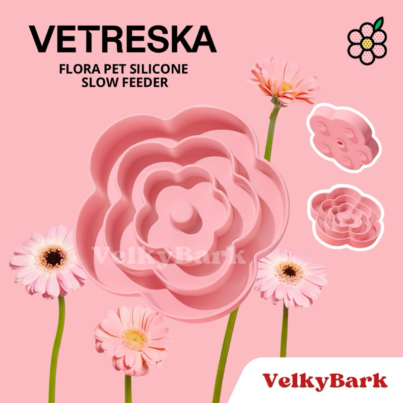 [พร้อมส่ง ] VETRESKA ชามอาหารสัตว์เลี้ยง ชามซิลิโคน ชามกินช้า Flora Pet Silicone Slow Feeder