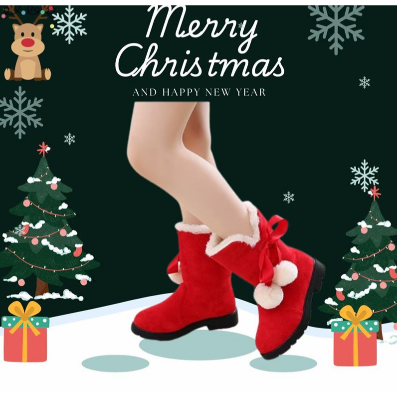 รองเท้าบูทสำหรับเด็ก Snow Boots สีแดง