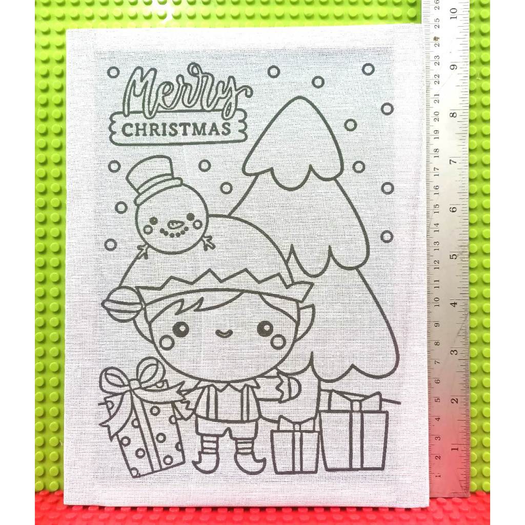เฟรมผ้าระบายสีลายคริสต์มาส 1 ชิ้น (ไม่รวมสี+พู่กัน) เลือกลายได้ - Wooden frame no color X'mas theme