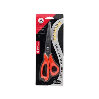 กรรไกร กรรไกรสแตนเลส ด้ามจับพลาสติก สีส้ม (1 อัน) ORCA