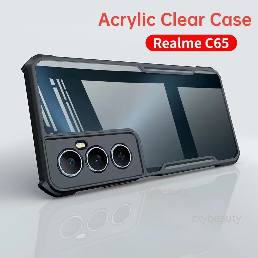 เคสกันรอยกล้อง PC+TPU สำหรับOppo Realme C65 4G กันกระแทก เคสหลังใส